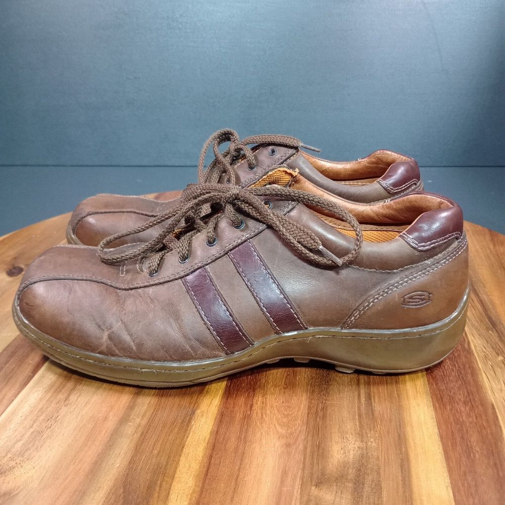 Skechers Shoes Mens Sz 10 Casual Lace Up Light Brown SN 4400 Comfort Leather‎